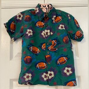 Y2K Silk Sports Sporty Baseball Basketball Button Up Kids Novelty Funky Shirt
